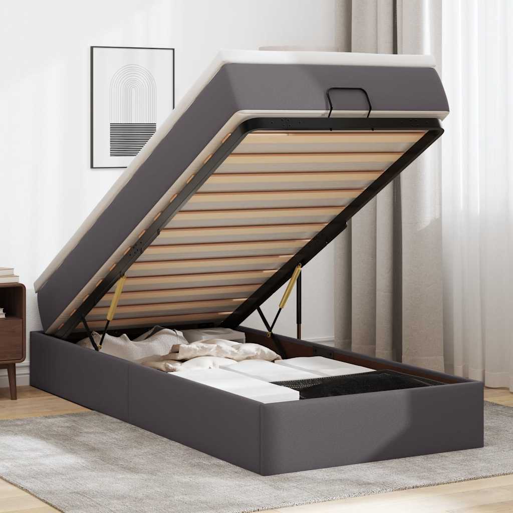 Estructura cama otomana colchón blanco puro 100x200cm