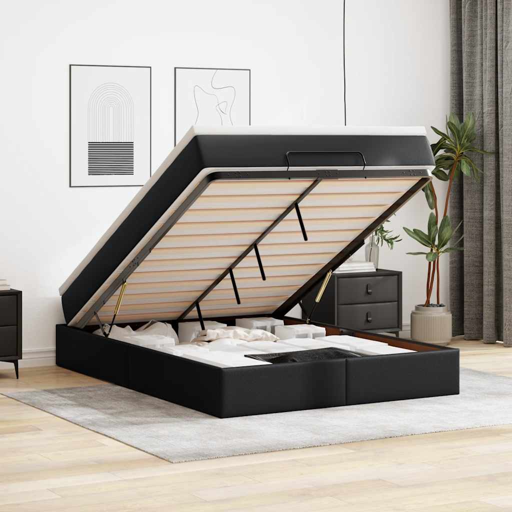 Estructura cama otomana colchón blanco puro 100x200cm