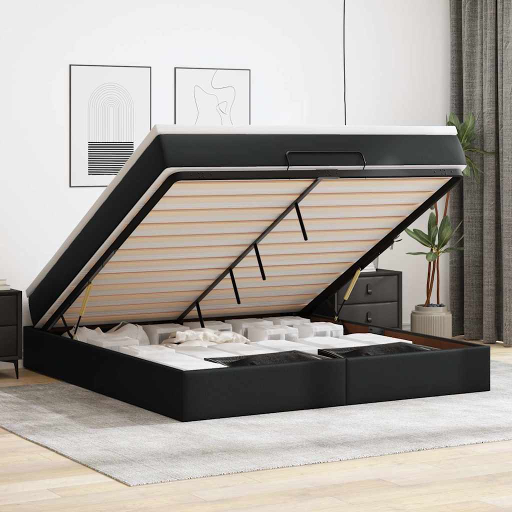 Estructura cama otomana colchón blanco puro 100x200cm