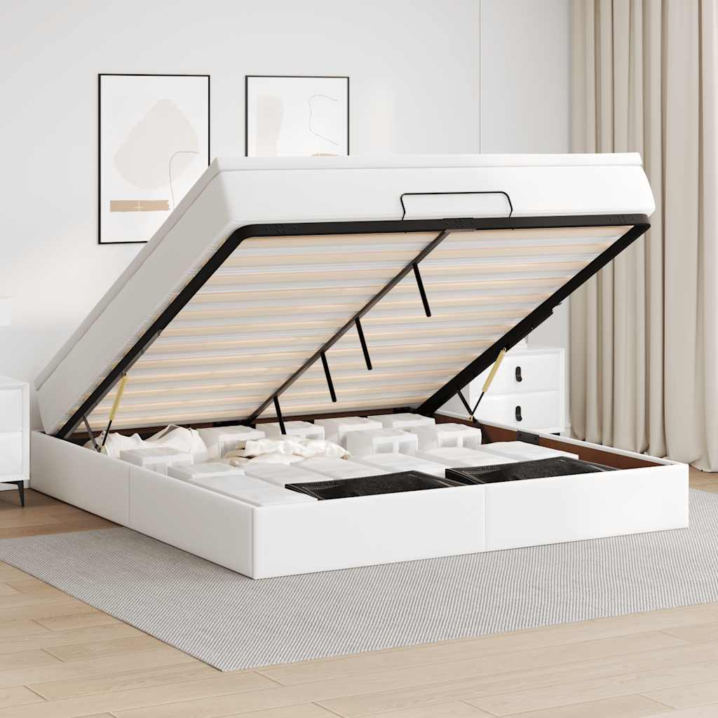 Estructura cama otomana colchón blanco puro 100x200cm