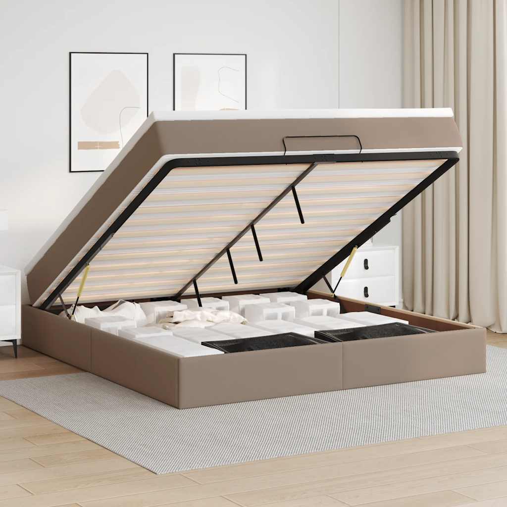 Cama otomana colchón cappucino cuero sintético 100x200cm