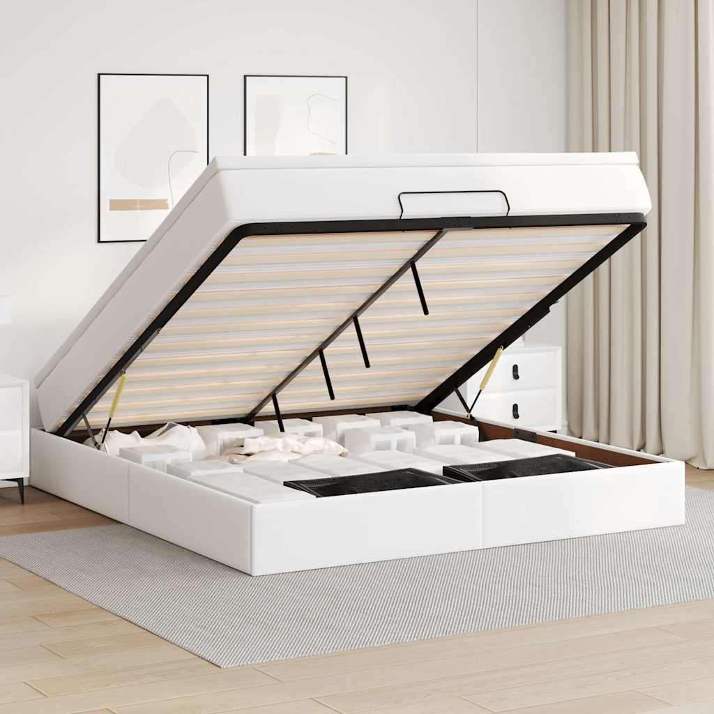 Cama otomana colchón cappucino cuero sintético 100x200cm