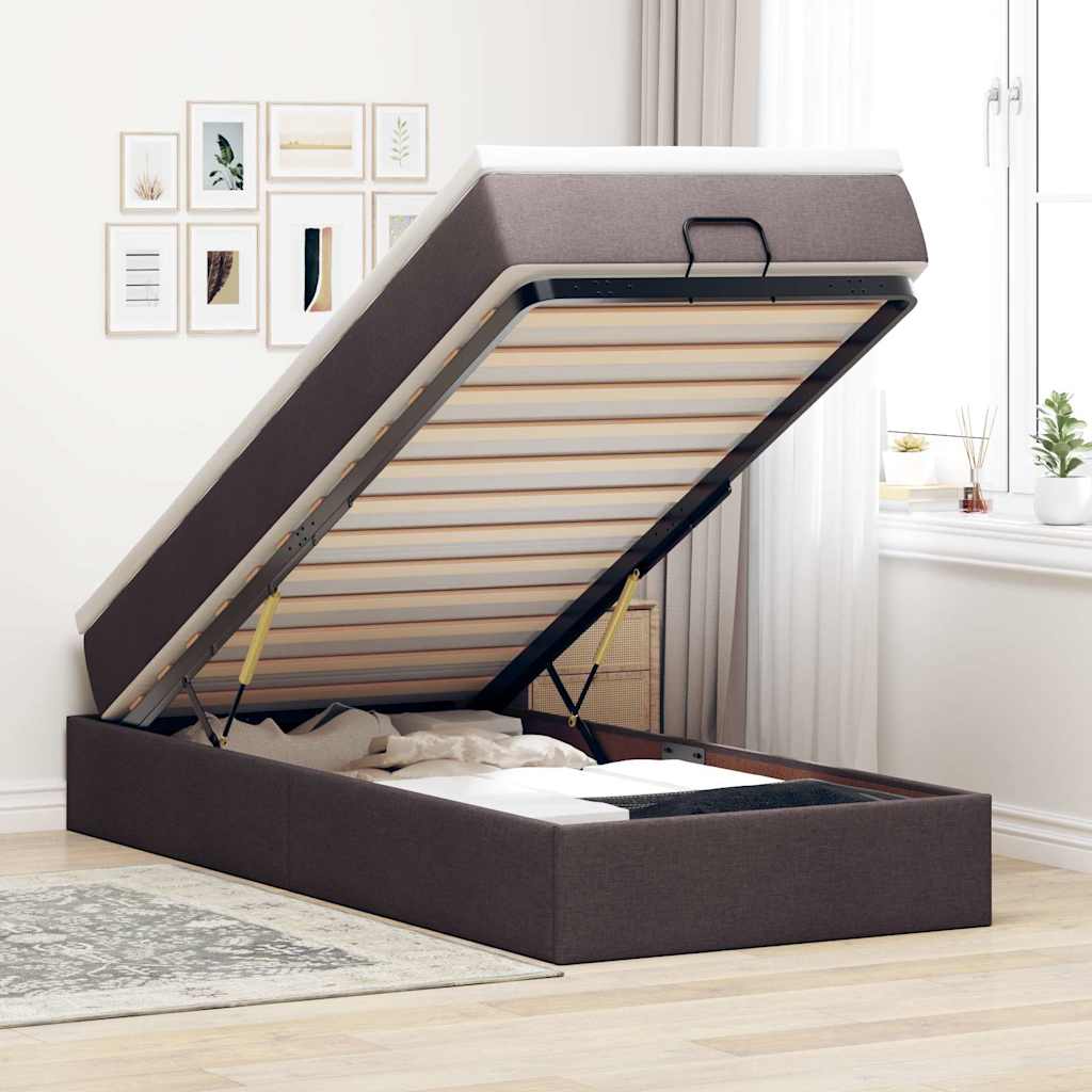 Cama otomana colchón cappucino cuero sintético 100x200cm