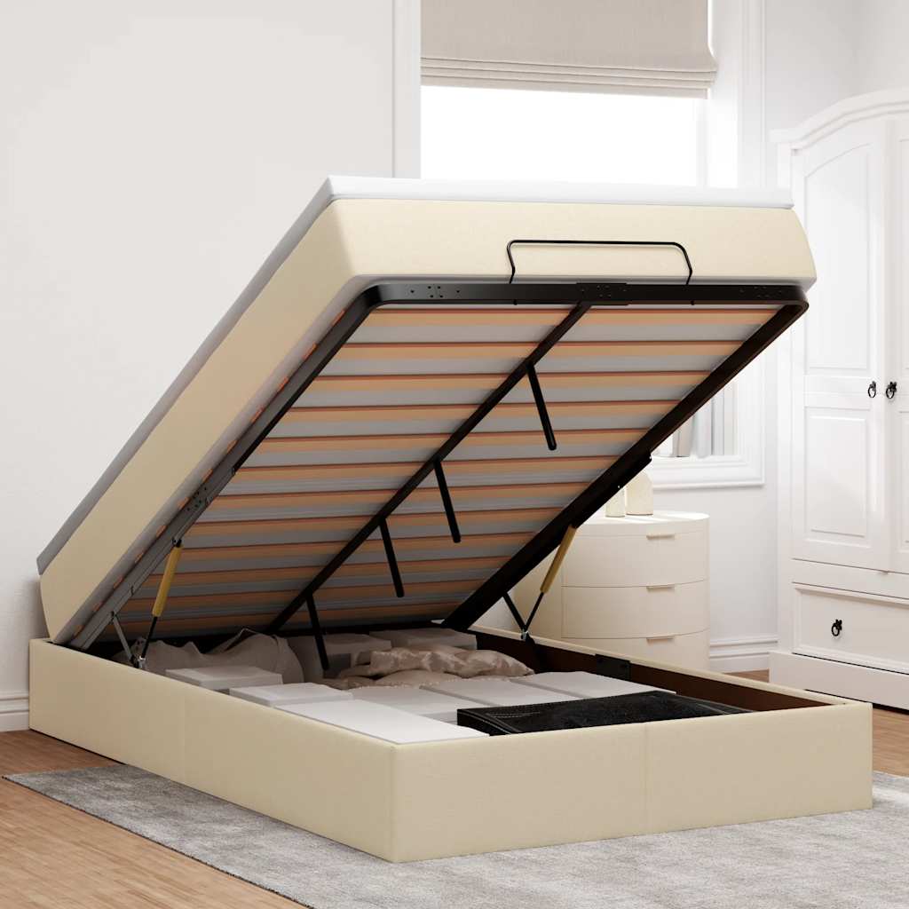 Cama otomana colchón cappucino cuero sintético 100x200cm