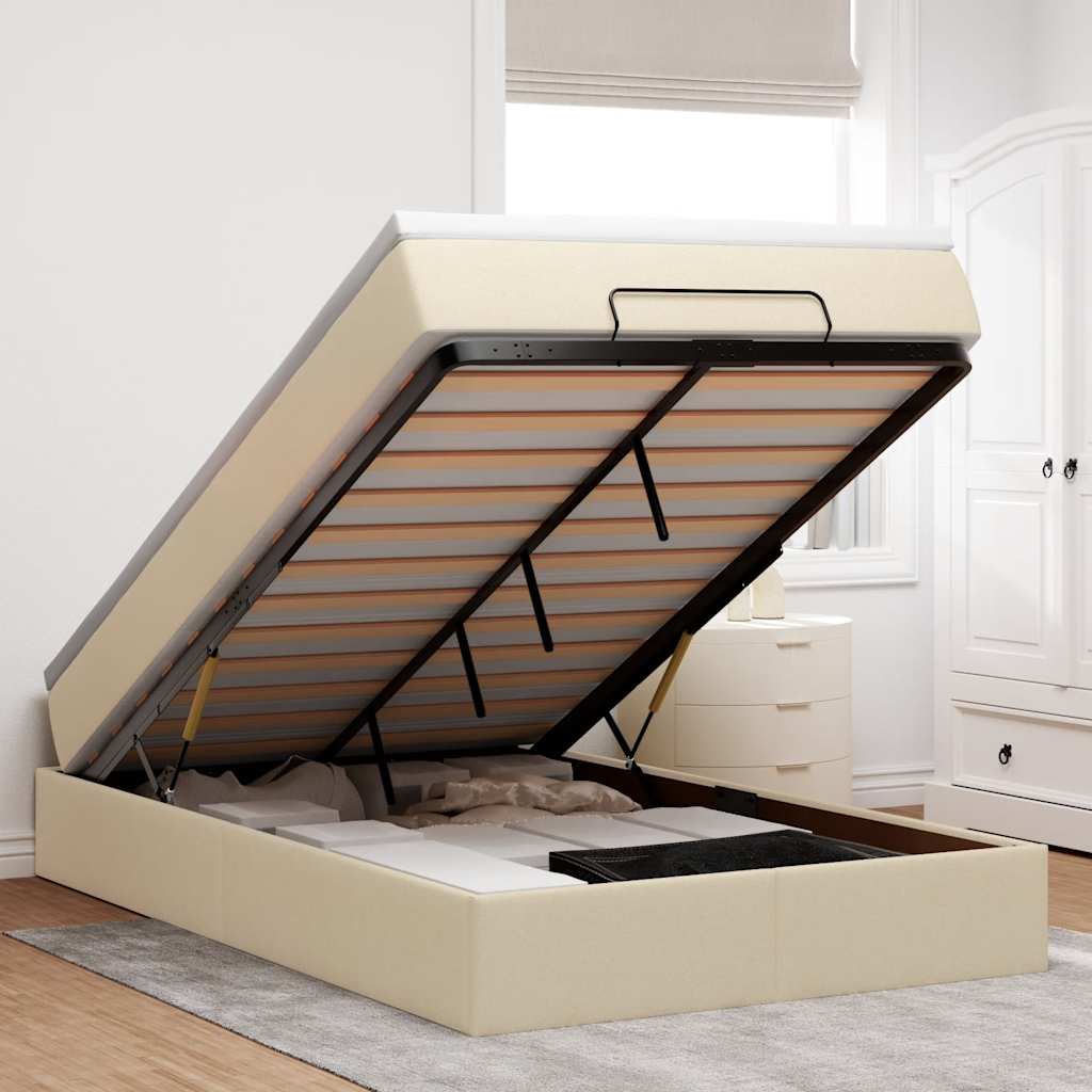 Estructura cama otomana colchón blanco puro 100x200cm