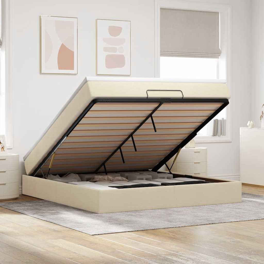 Cama otomana colchón cappucino cuero sintético 100x200cm