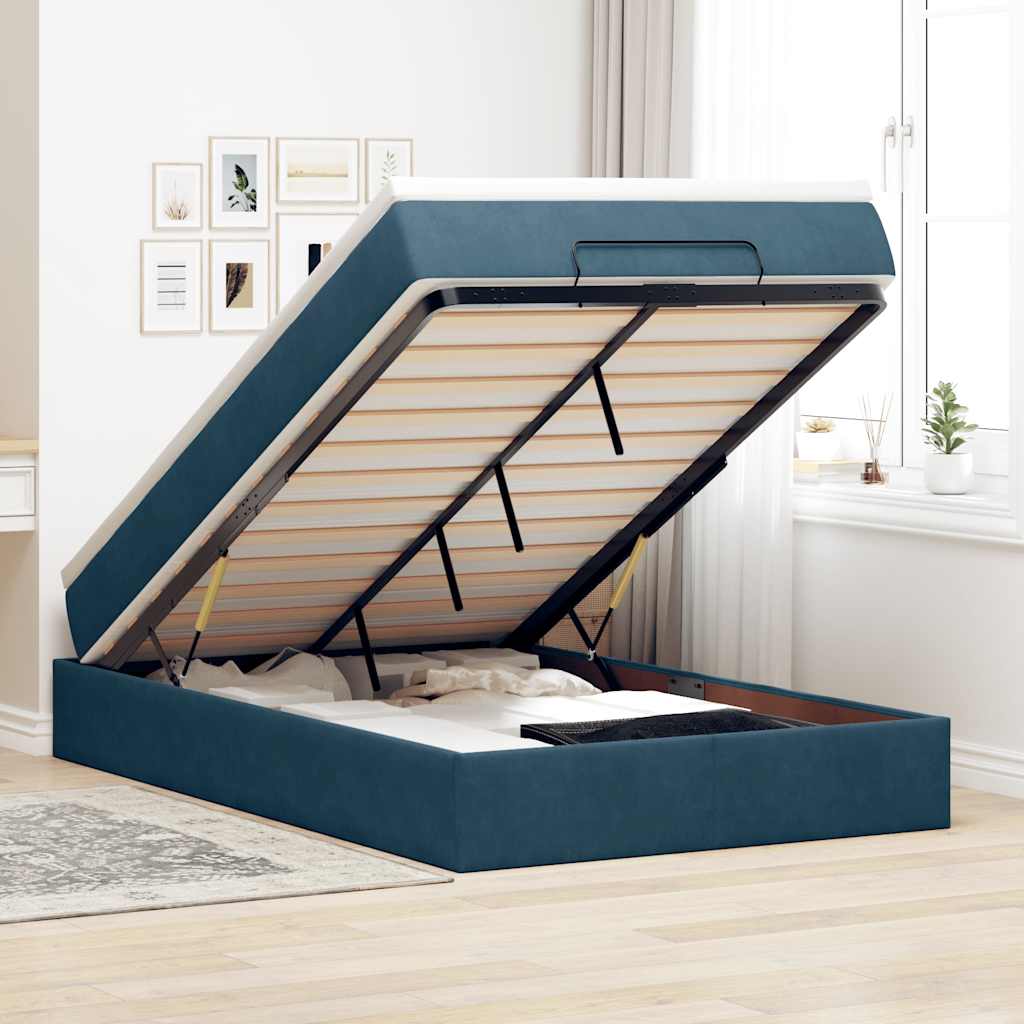 Cama otomana colchón cappucino cuero sintético 100x200cm