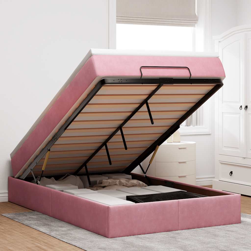 Cama otomana colchón cappucino cuero sintético 100x200cm