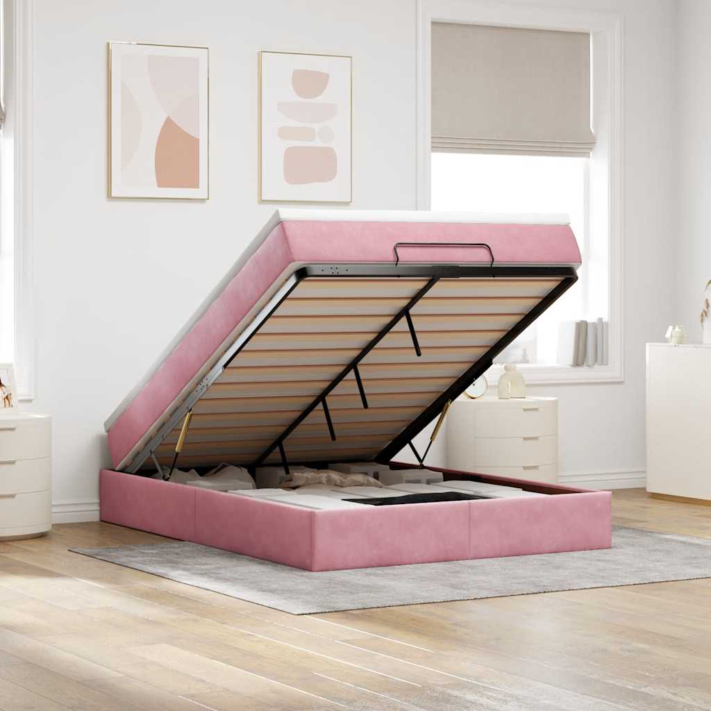 Cama otomana colchón cappucino cuero sintético 100x200cm