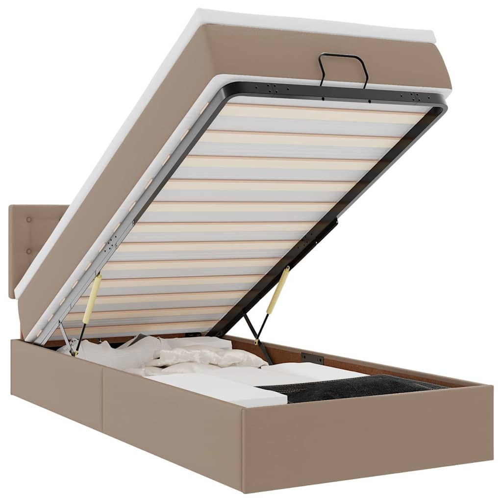 Cama otomana colchón cappucino cuero sintético 100x200cm