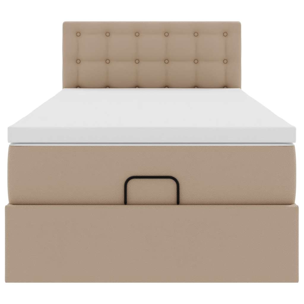 Cama otomana colchón cappucino cuero sintético 100x200cm