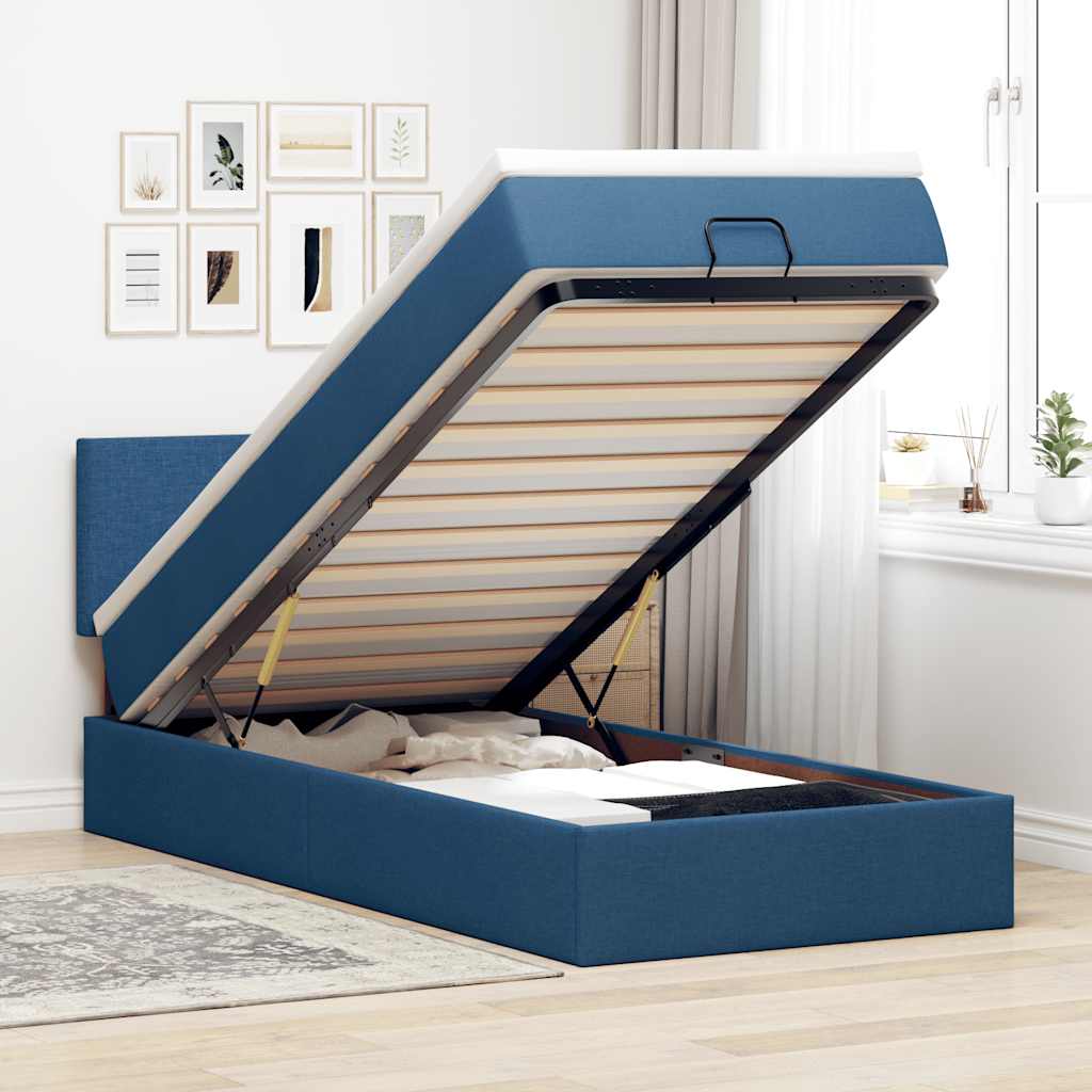 Cama otomana colchón cappucino cuero sintético 100x200cm