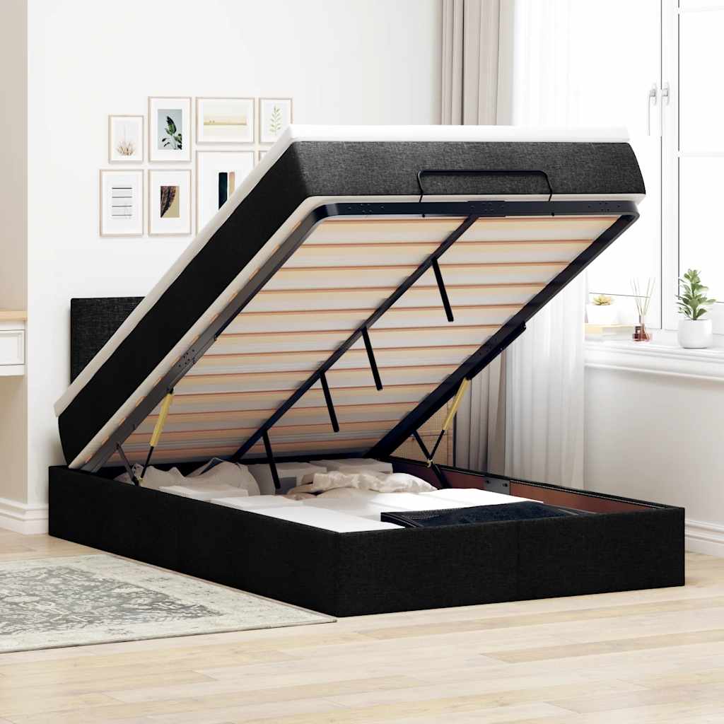 Cama otomana colchón cappucino cuero sintético 100x200cm