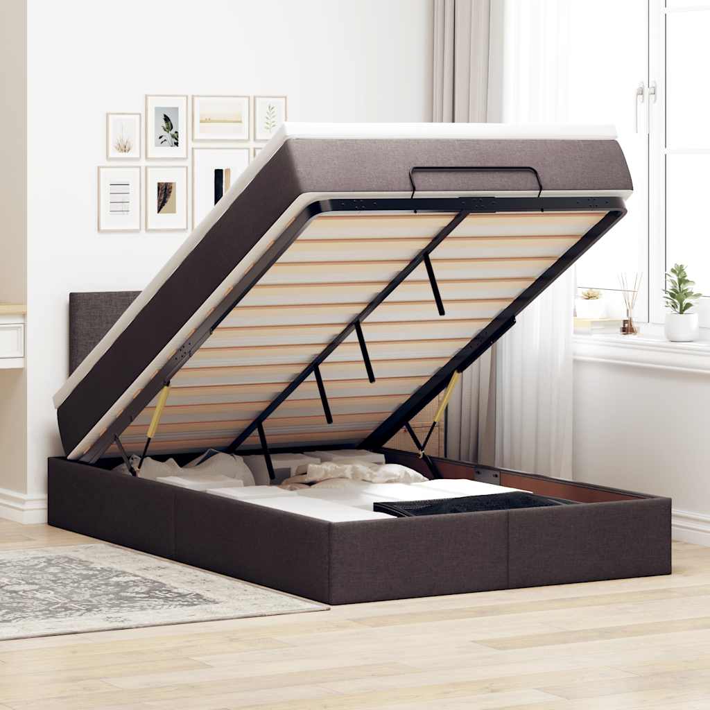 Cama otomana colchón cappucino cuero sintético 100x200cm
