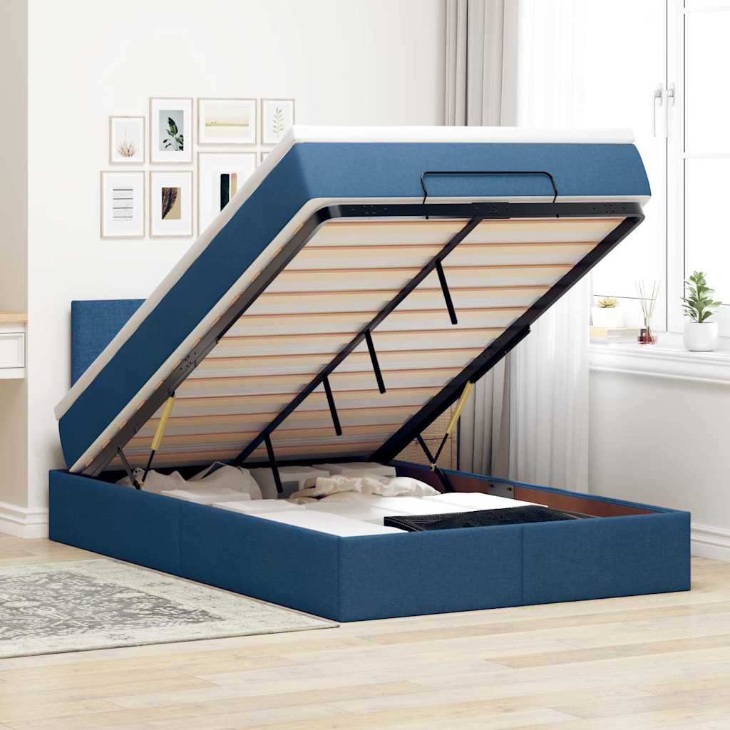 Cama otomana colchón cappucino cuero sintético 100x200cm
