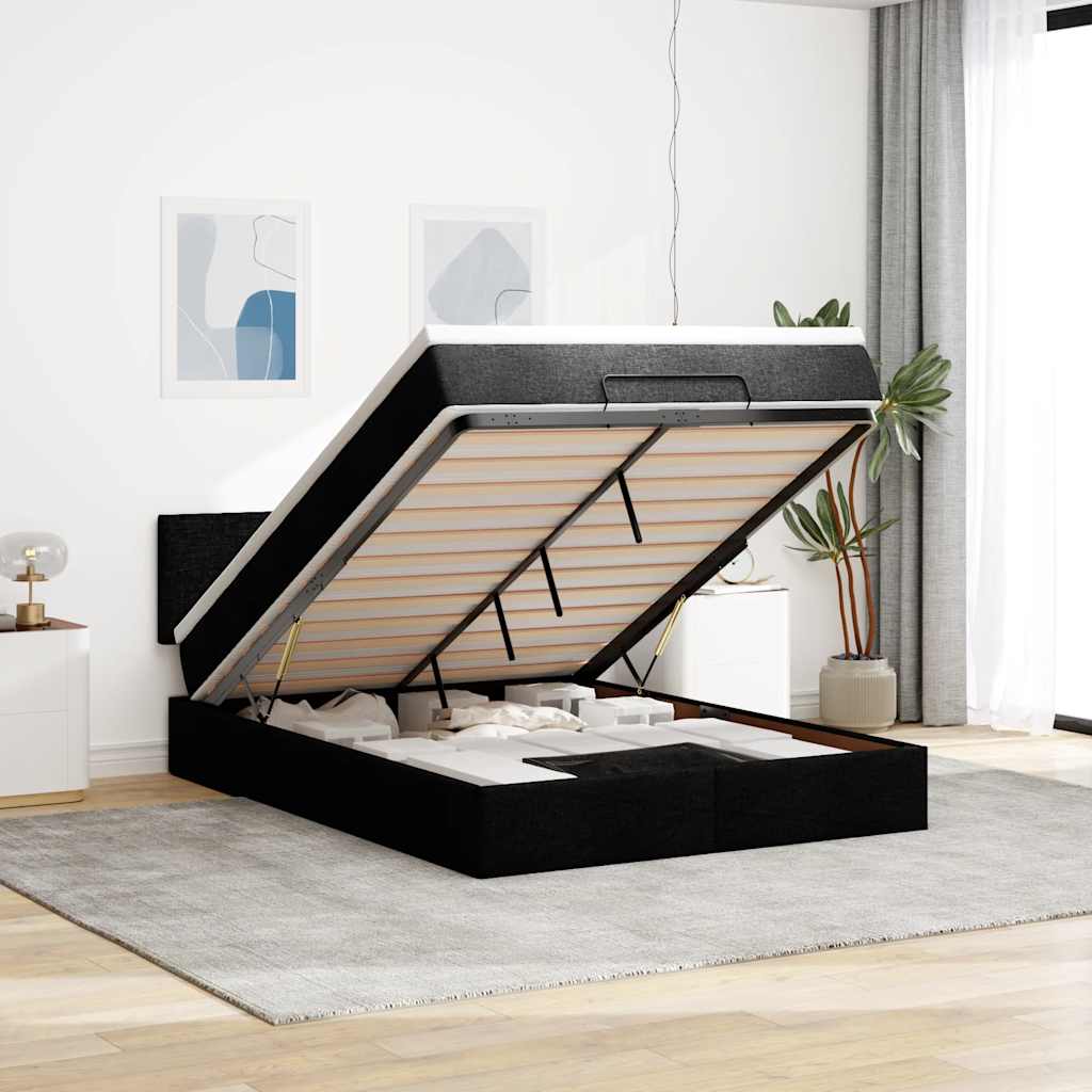 Cama otomana colchón cappucino cuero sintético 100x200cm