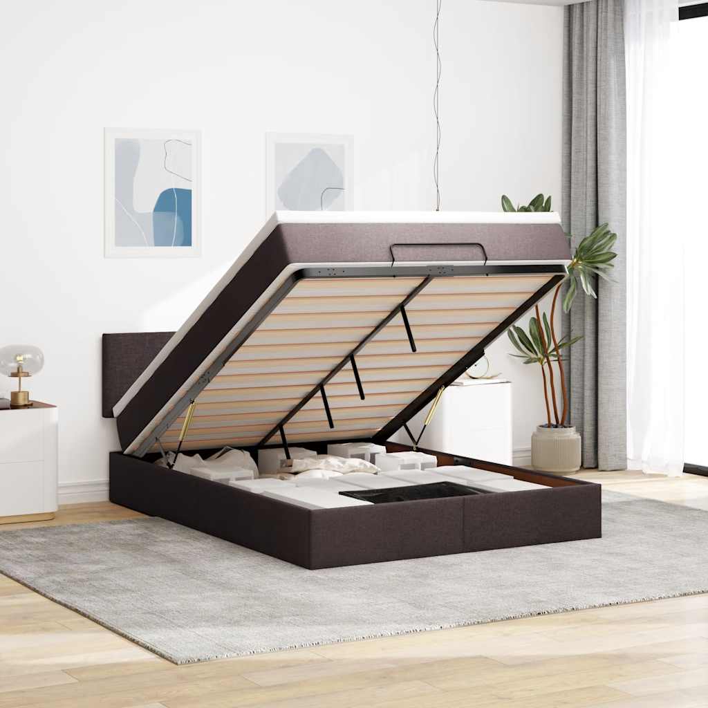 Cama otomana colchón cappucino cuero sintético 100x200cm