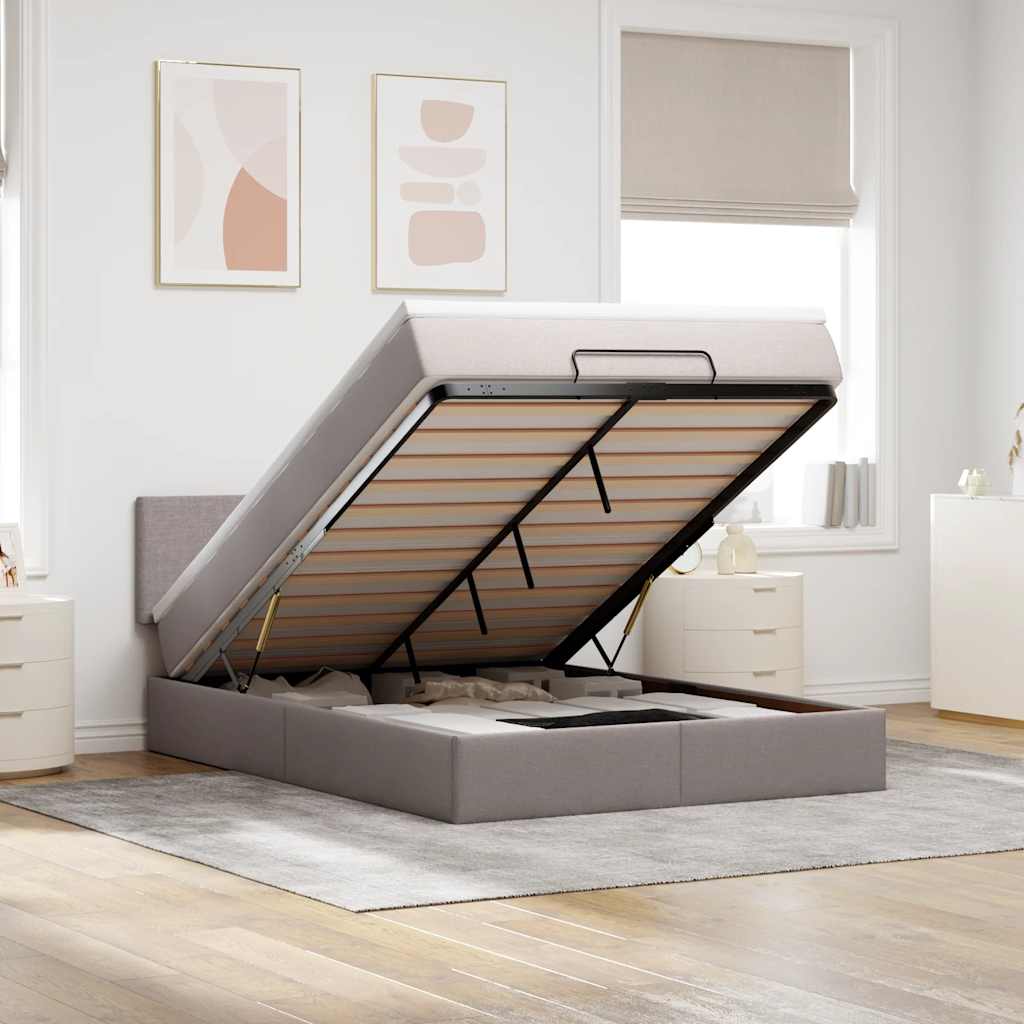 Cama otomana colchón cappucino cuero sintético 100x200cm