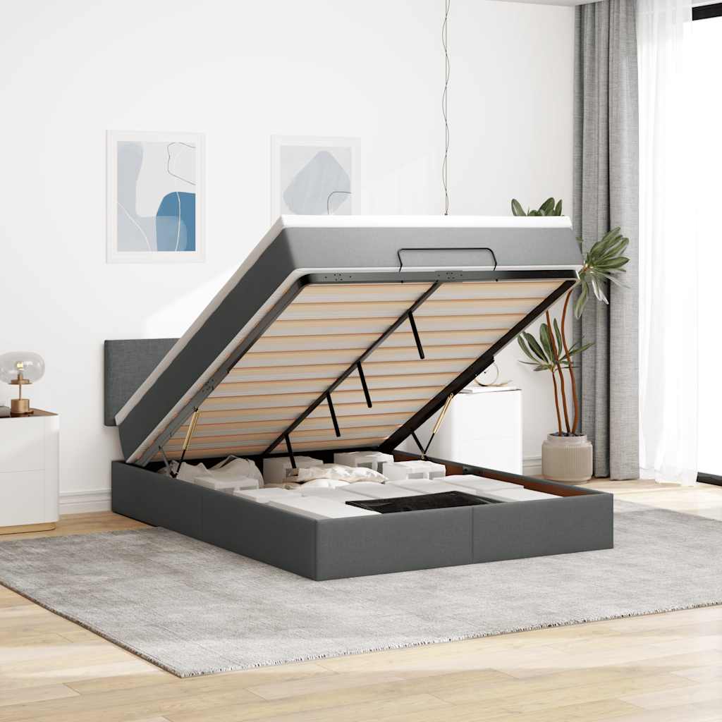 Cama otomana colchón cappucino cuero sintético 100x200cm