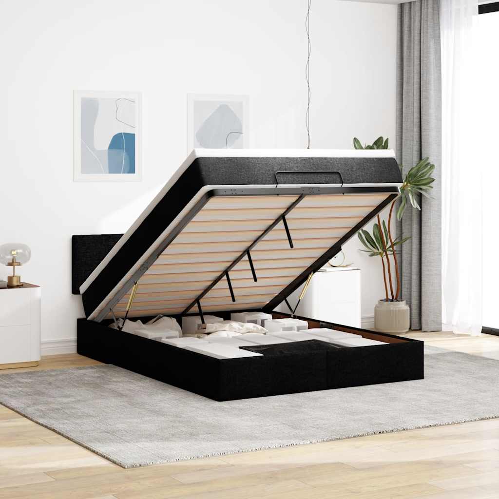 Cama otomana colchón cappucino cuero sintético 100x200cm