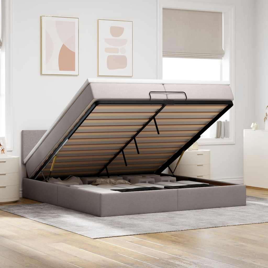 Cama otomana colchón cappucino cuero sintético 100x200cm