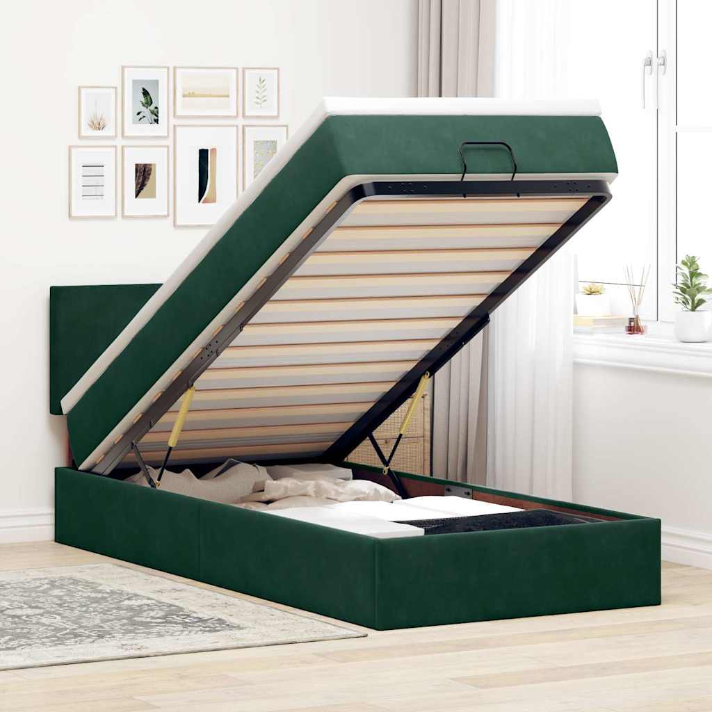 Cama otomana colchón cappucino cuero sintético 100x200cm