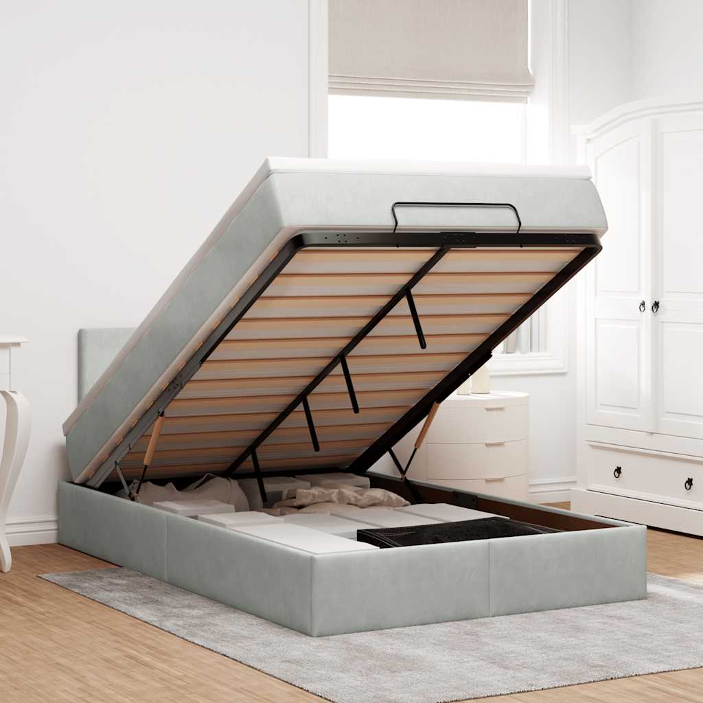 Cama otomana colchón cappucino cuero sintético 100x200cm