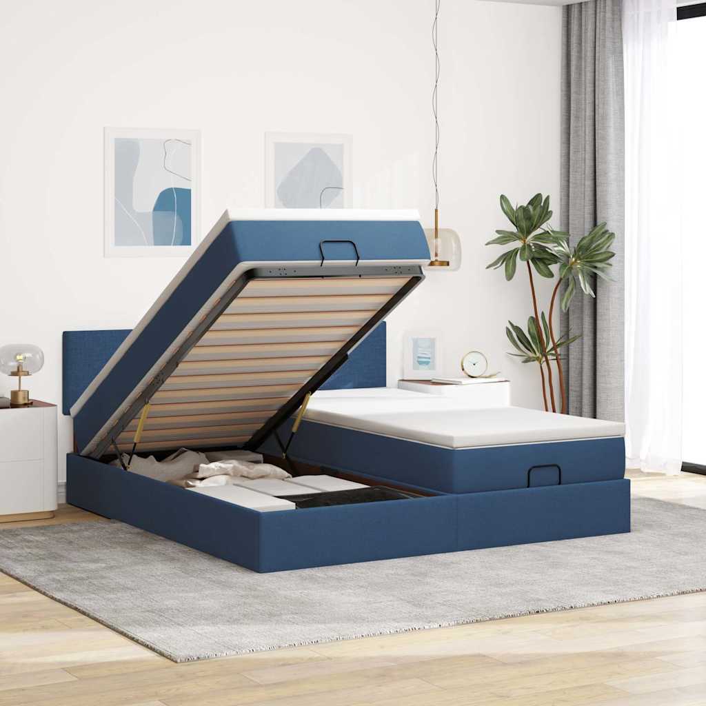 Cama otomana colchón cappucino cuero sintético 100x200cm