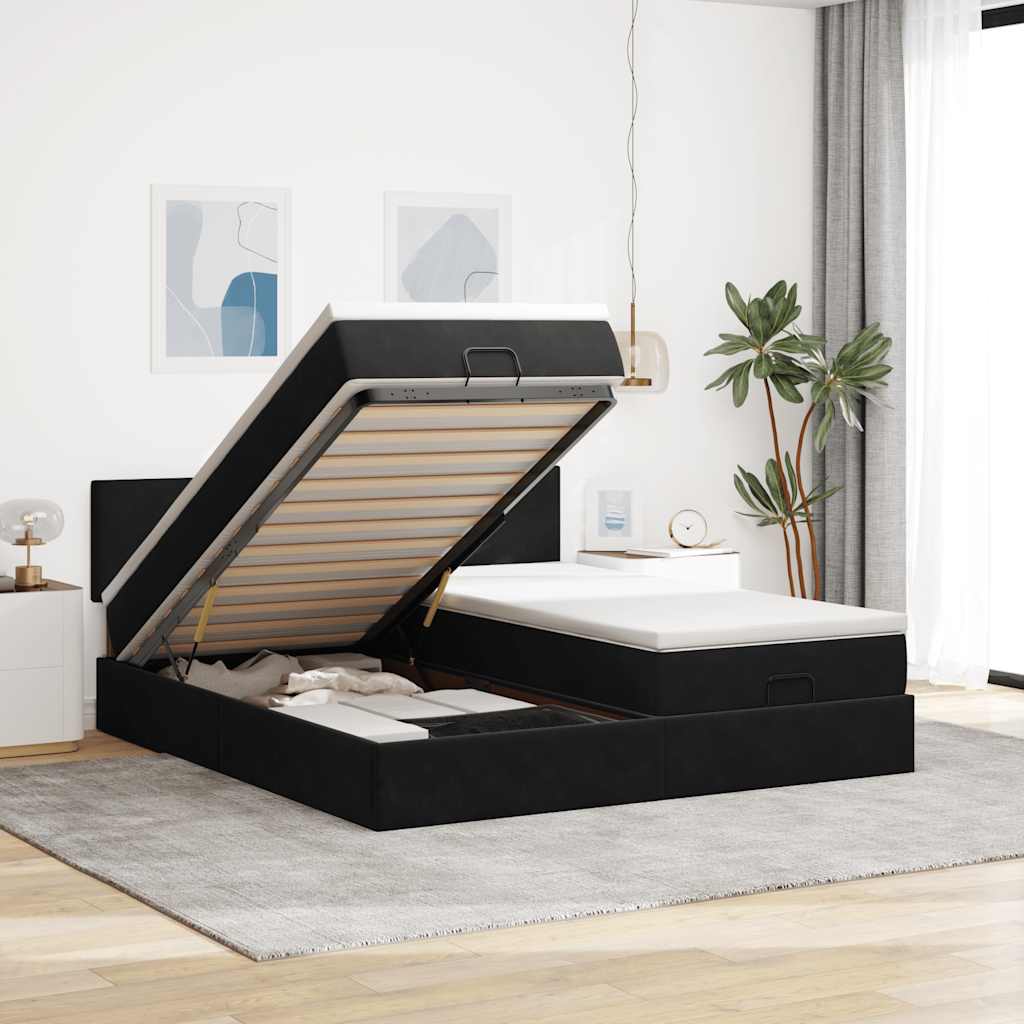 Cama otomana colchón cappucino cuero sintético 100x200cm