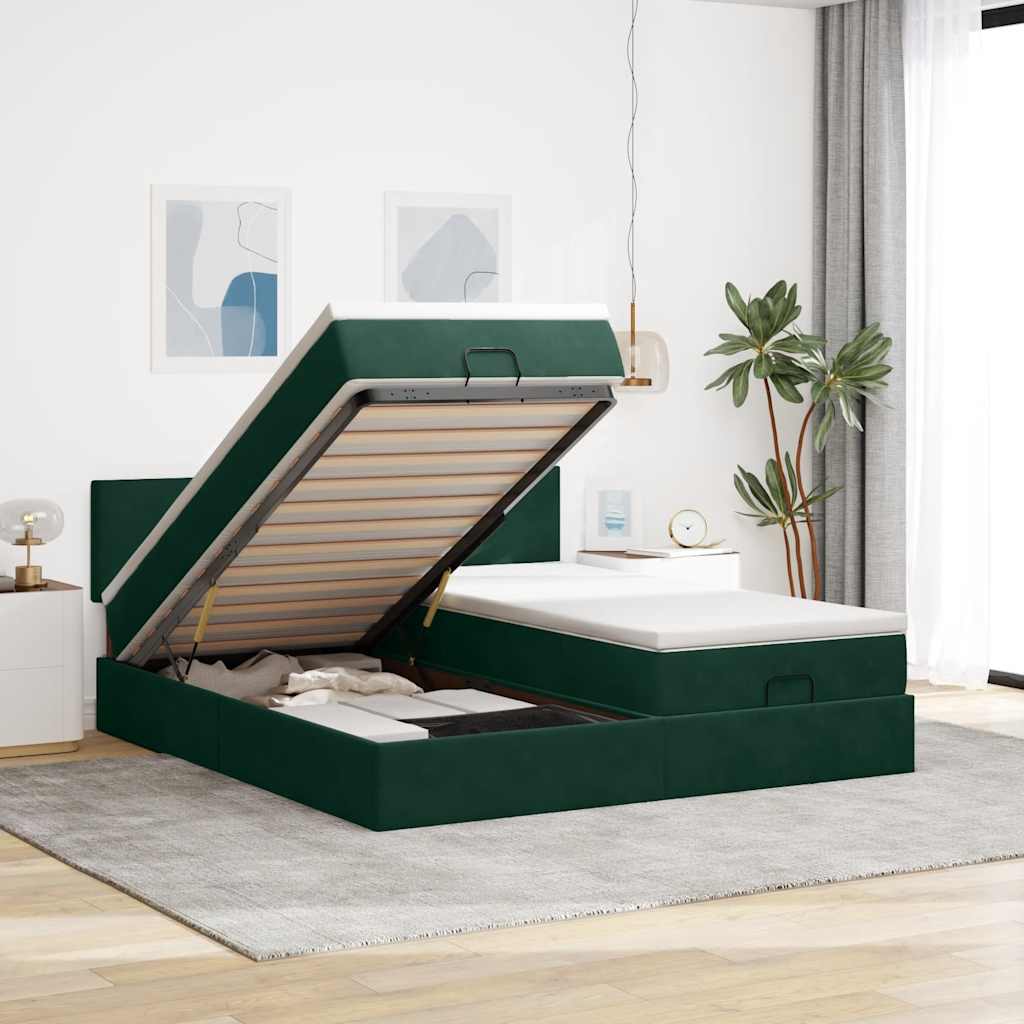 Cama otomana colchón cappucino cuero sintético 100x200cm