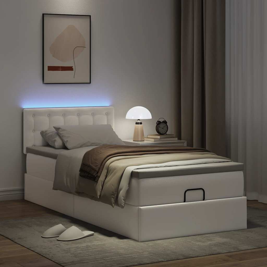 Estructura cama otomana colchón blanco puro 100x200cm