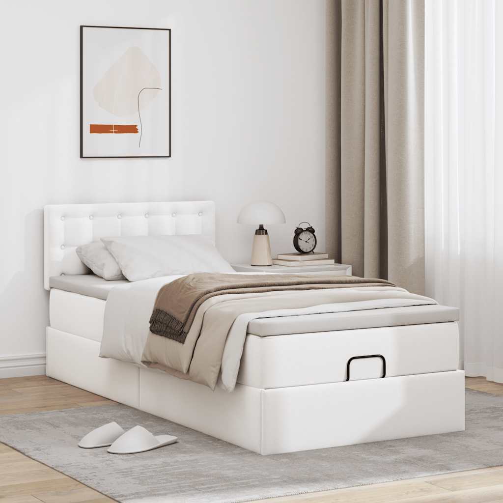 Estructura cama otomana colchón blanco puro 100x200cm