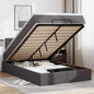 Cama otomana colchón LED cuero sintético capuchino 140x200cm