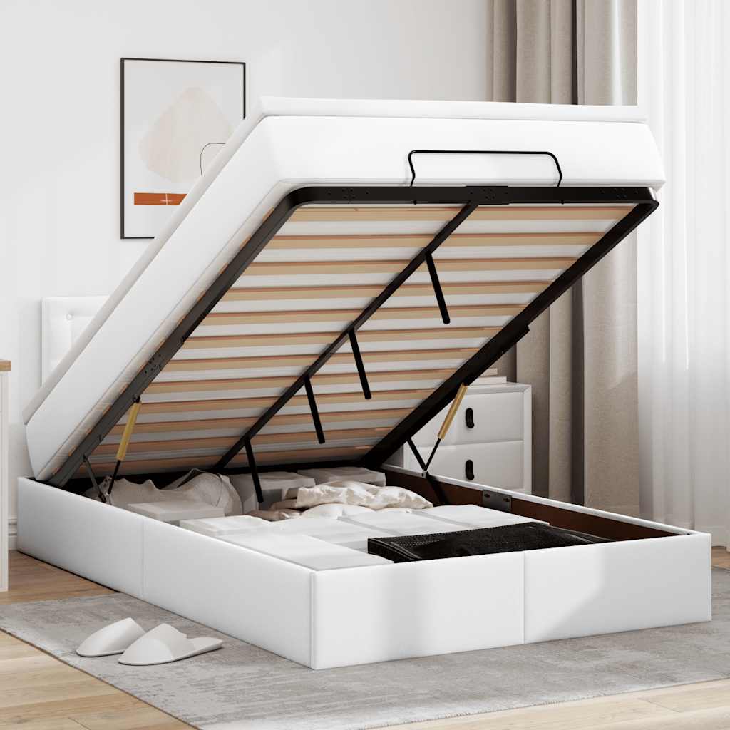 Estructura cama otomana colchón blanco puro 100x200cm