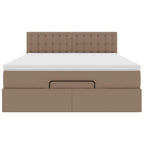 Cama otomana colchón LED cuero sintético capuchino 140x200cm