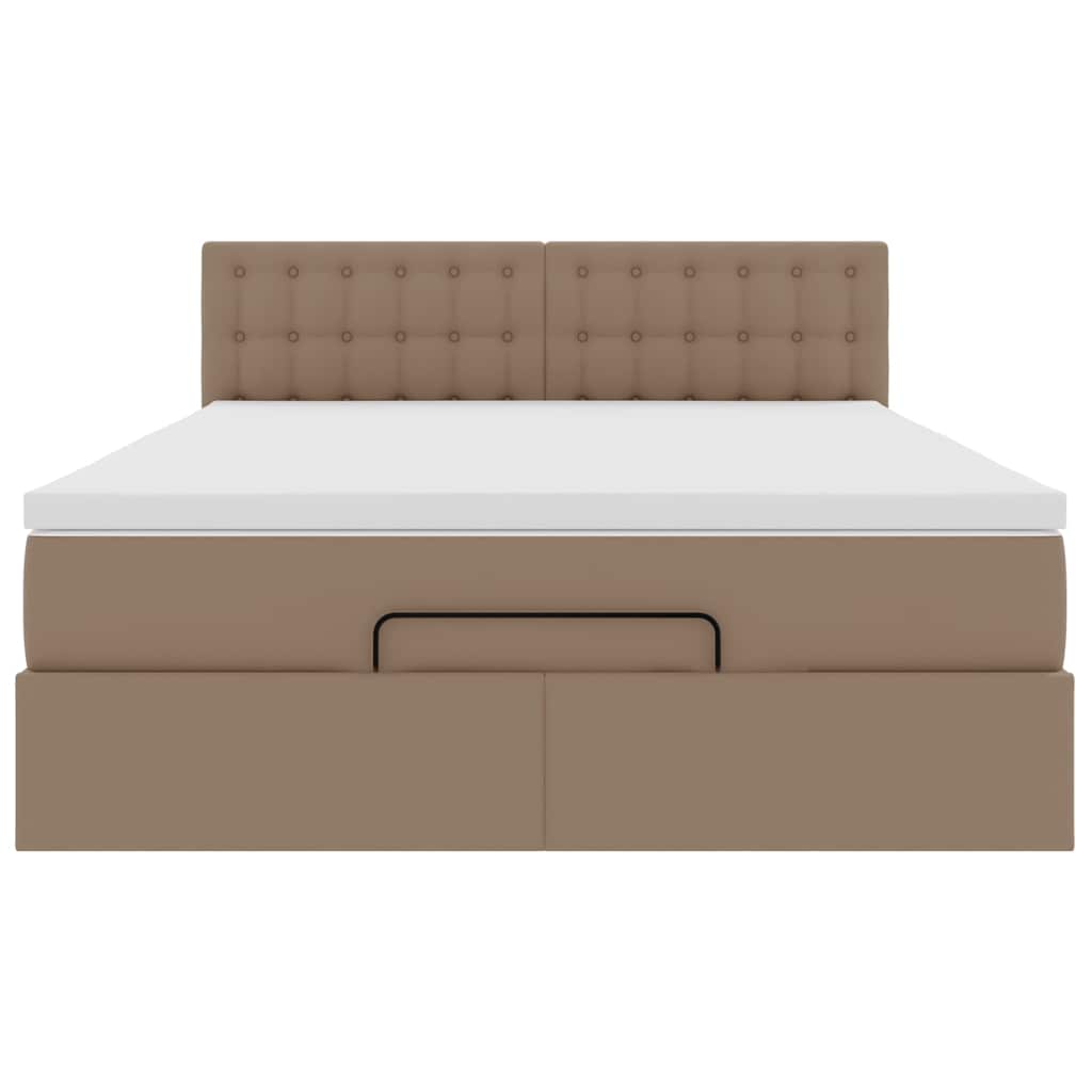 Cama otomana colchón LED cuero sintético capuchino 140x200cm