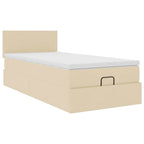 Cama otomana con colchón de tela color crema 100x200 cm