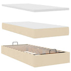 Cama otomana con colchón de tela color crema 100x200 cm