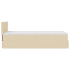 Cama otomana con colchón de tela color crema 100x200 cm