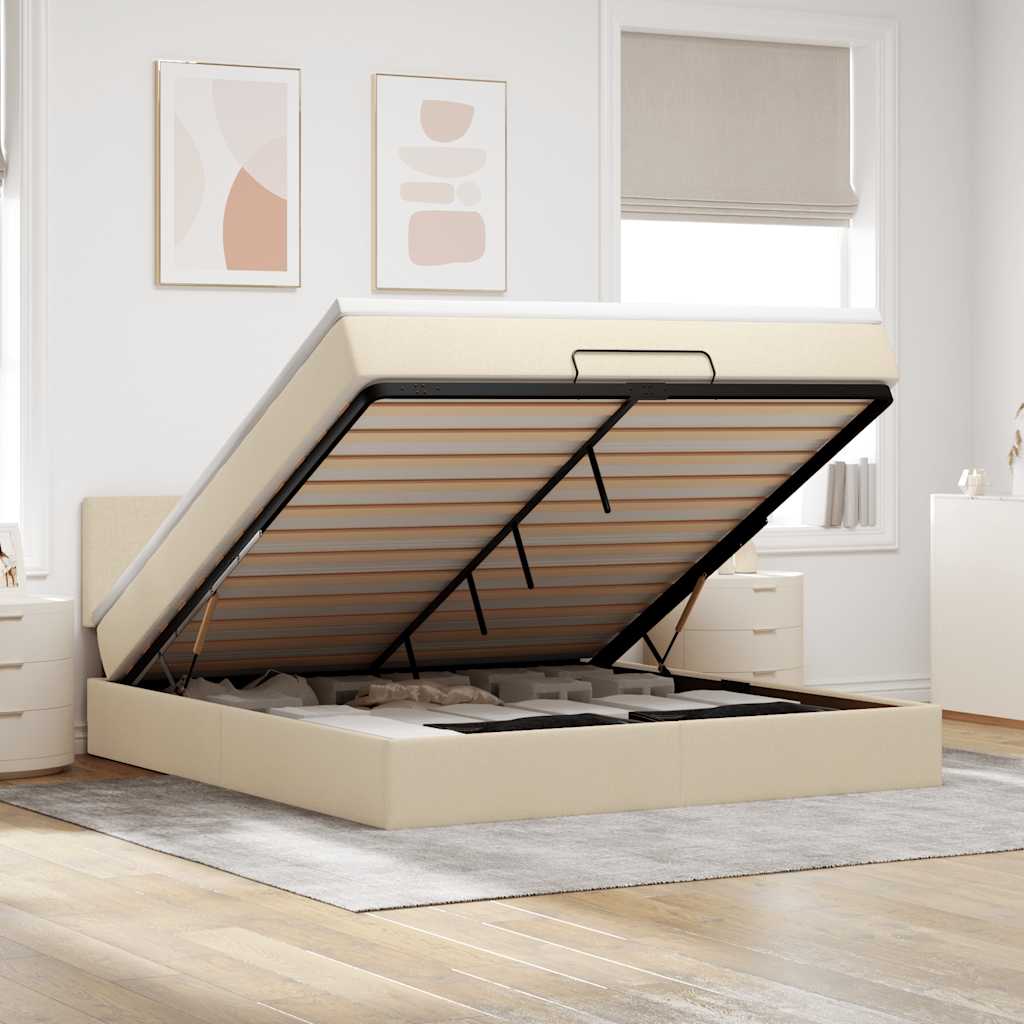 Estructura cama otomana colchón blanco puro 100x200cm