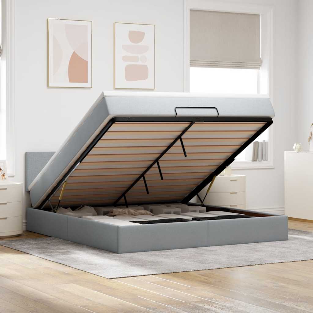Cama otomana colchón cappucino cuero sintético 100x200cm