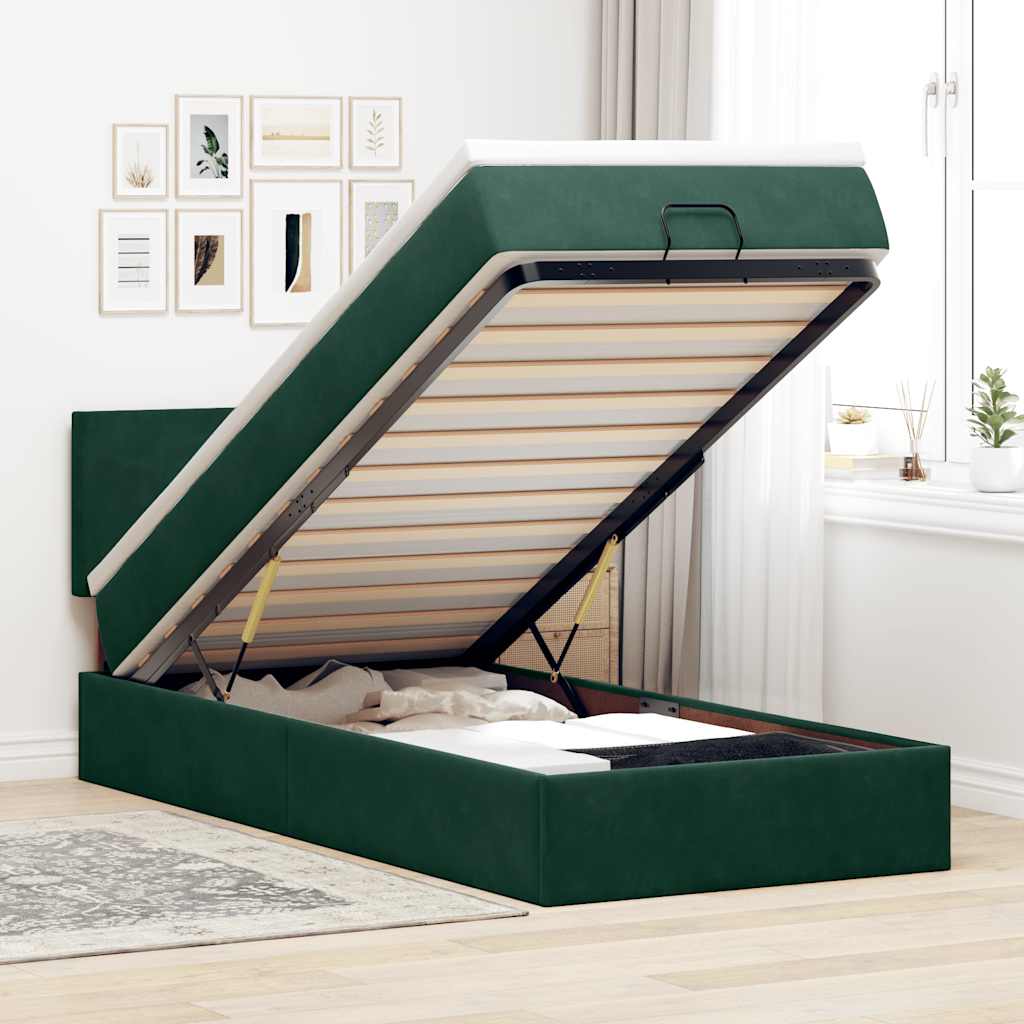 Cama otomana colchón cappucino cuero sintético 100x200cm