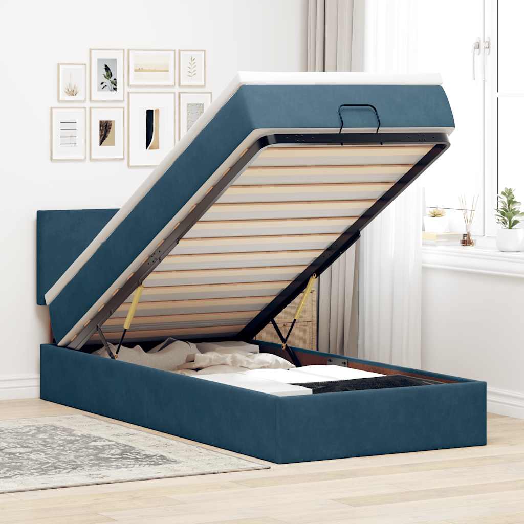 Cama otomana colchón cappucino cuero sintético 100x200cm