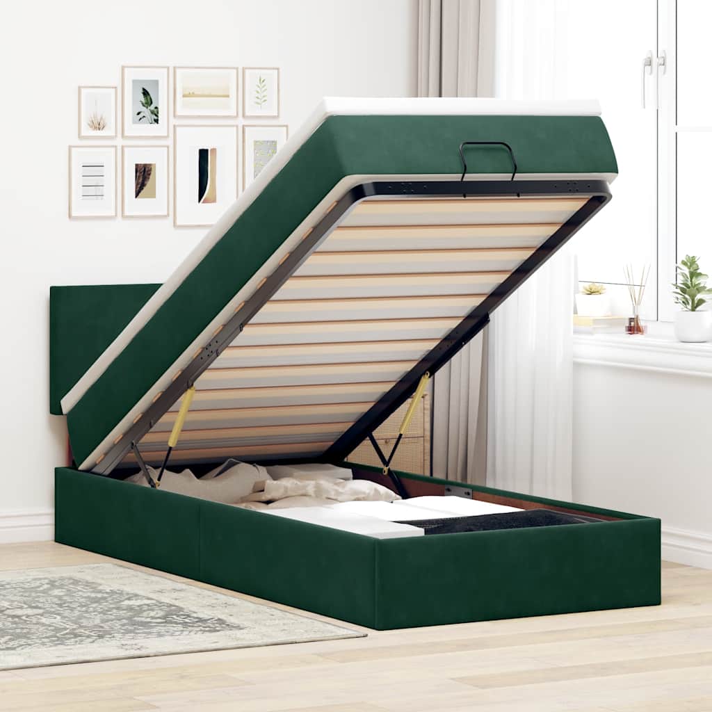 Cama otomana colchón cappucino cuero sintético 100x200cm