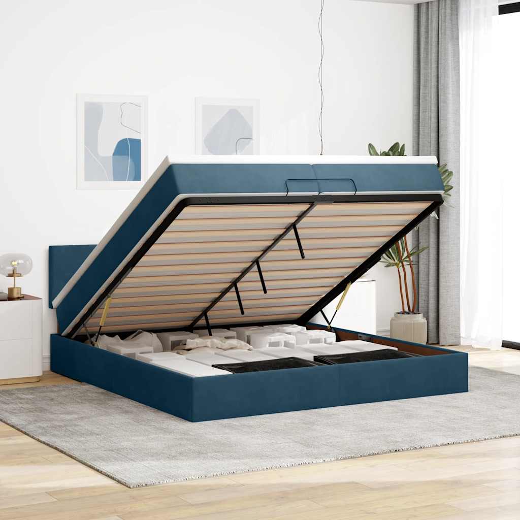 Cama otomana colchón LED cuero sintético capuchino 140x200cm