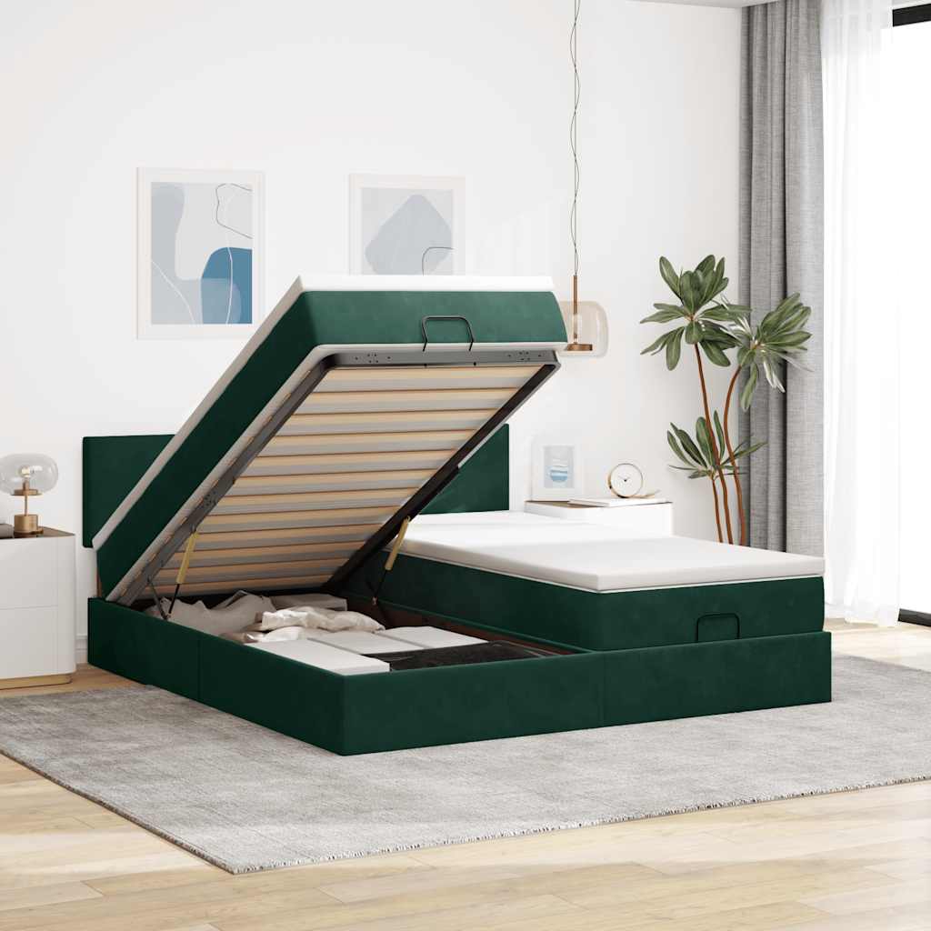Estructura cama otomana colchón blanco puro 100x200cm