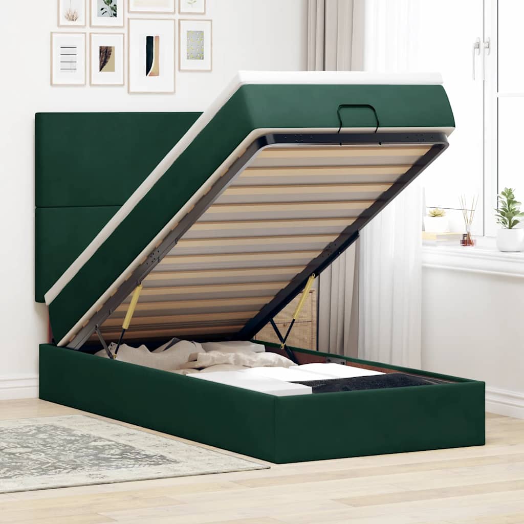 Cama otomana colchón LED cuero sintético capuchino 140x200cm