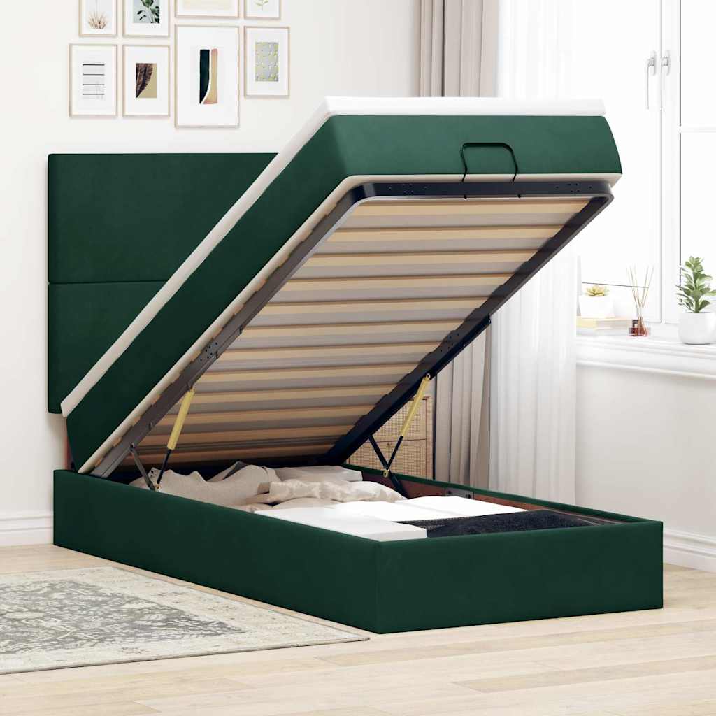 Cama otomana colchón LED cuero sintético capuchino 140x200cm