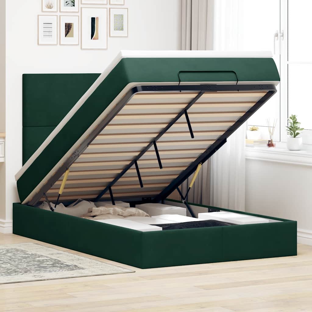 Cama otomana colchón LED cuero sintético capuchino 140x200cm