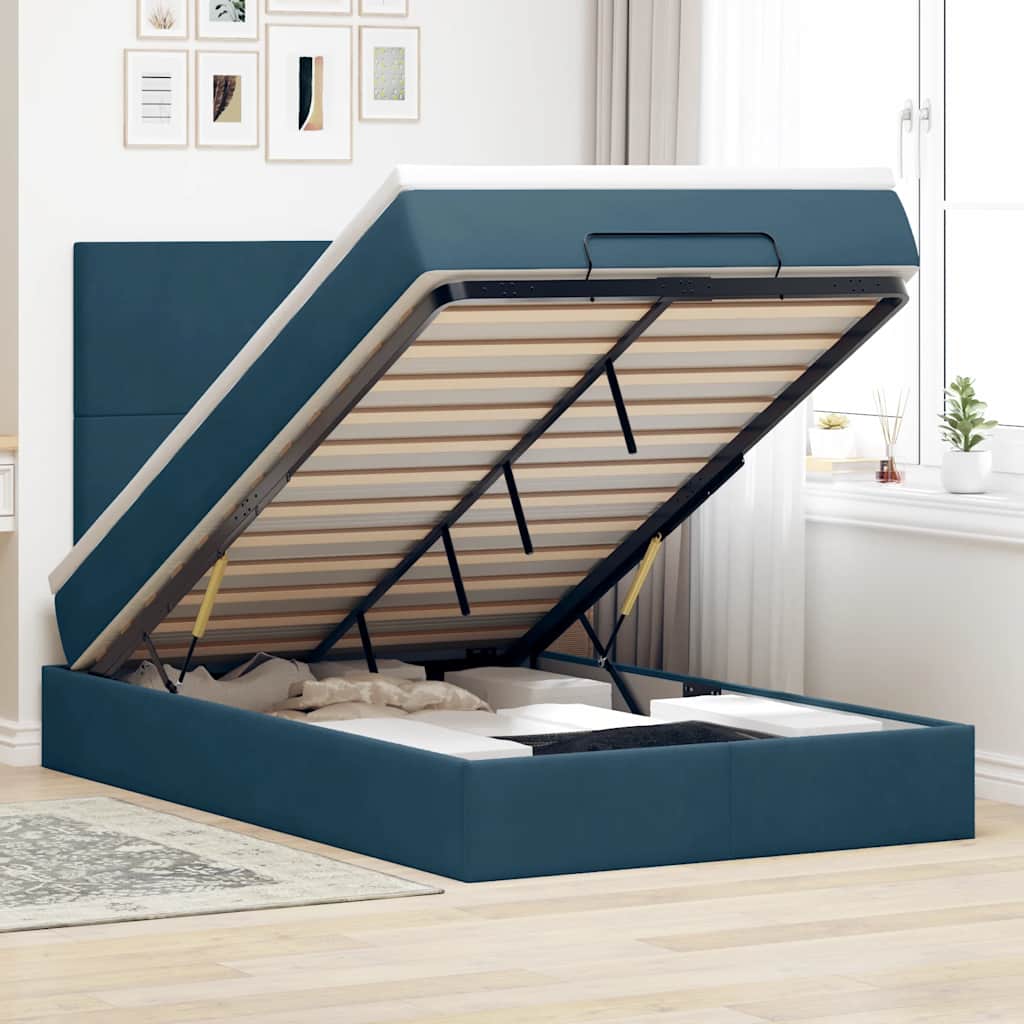 Cama otomana colchón LED cuero sintético capuchino 140x200cm